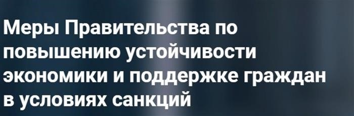 Федеральные меры поддержки граждан и предприятий в условиях санкций